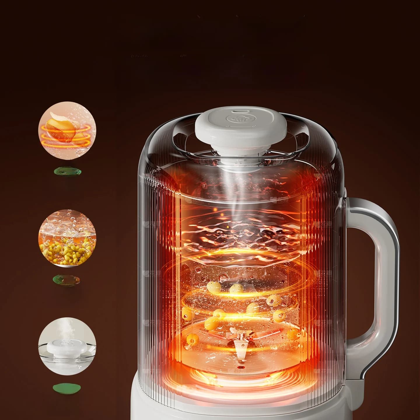 Pengisar Pemanas Pembuat Susu Soya dengan Pembersihan Sendiri 800W