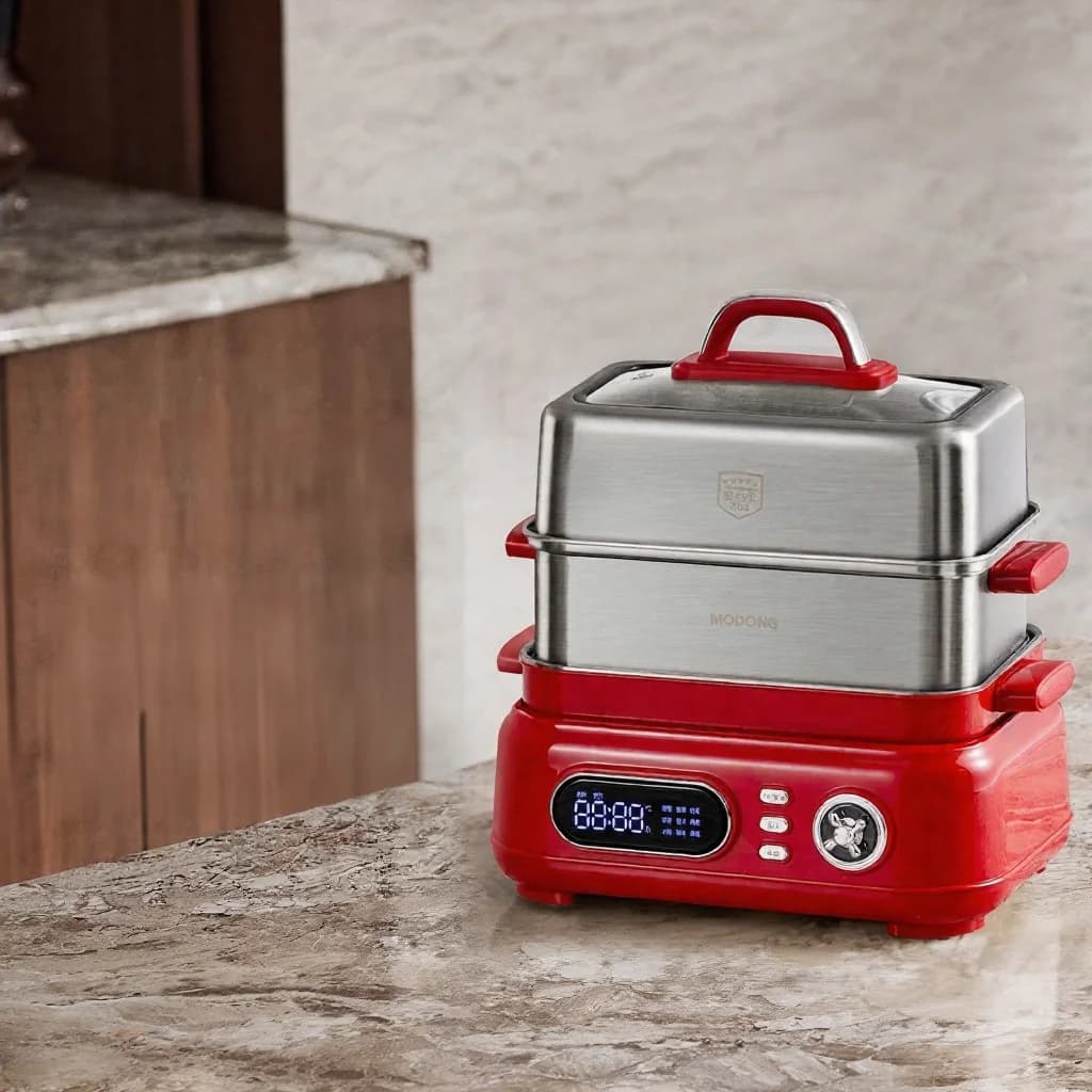 Periuk Kukus Elektrik Keluli Tahan Karat 3-Tingkat 18L 220V 1500W