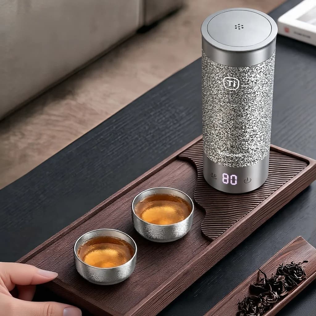 Set Cawan Teh Gongfu Titanium Tulen 55ml Buatan Tangan Kemasan Polos