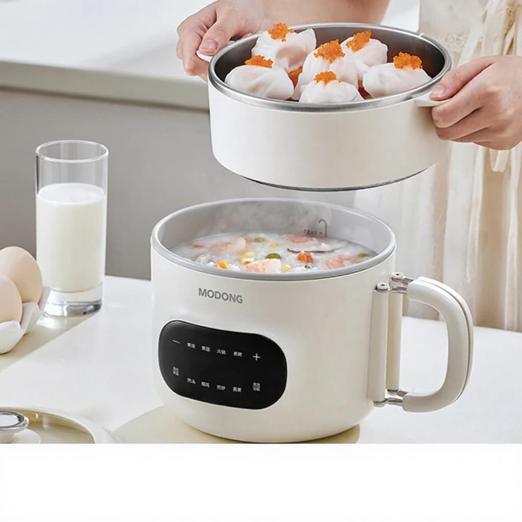 Periuk Memasak Elektrik Mini 2L Lapisan Seramik Tidak Melekat dengan Pengukus