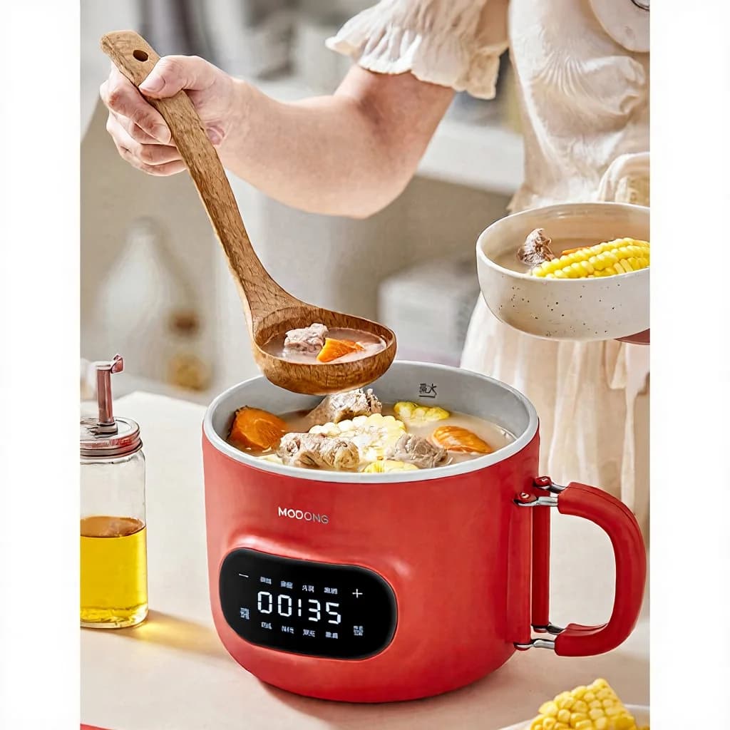 Periuk Memasak Elektrik 2.5L dengan Pengukus dan Pelapik Seramik