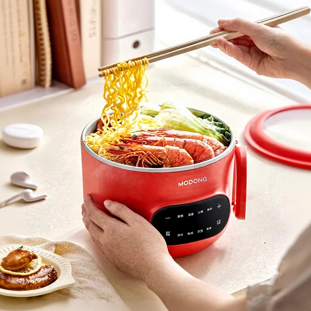 Periuk Memasak Elektrik Mini 2L Lapisan Seramik Tidak Melekat dengan Pengukus