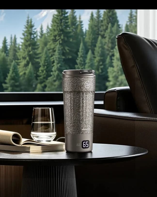 Cawan Perjalanan Elektrik Titanium 400ml dengan Paparan Suhu