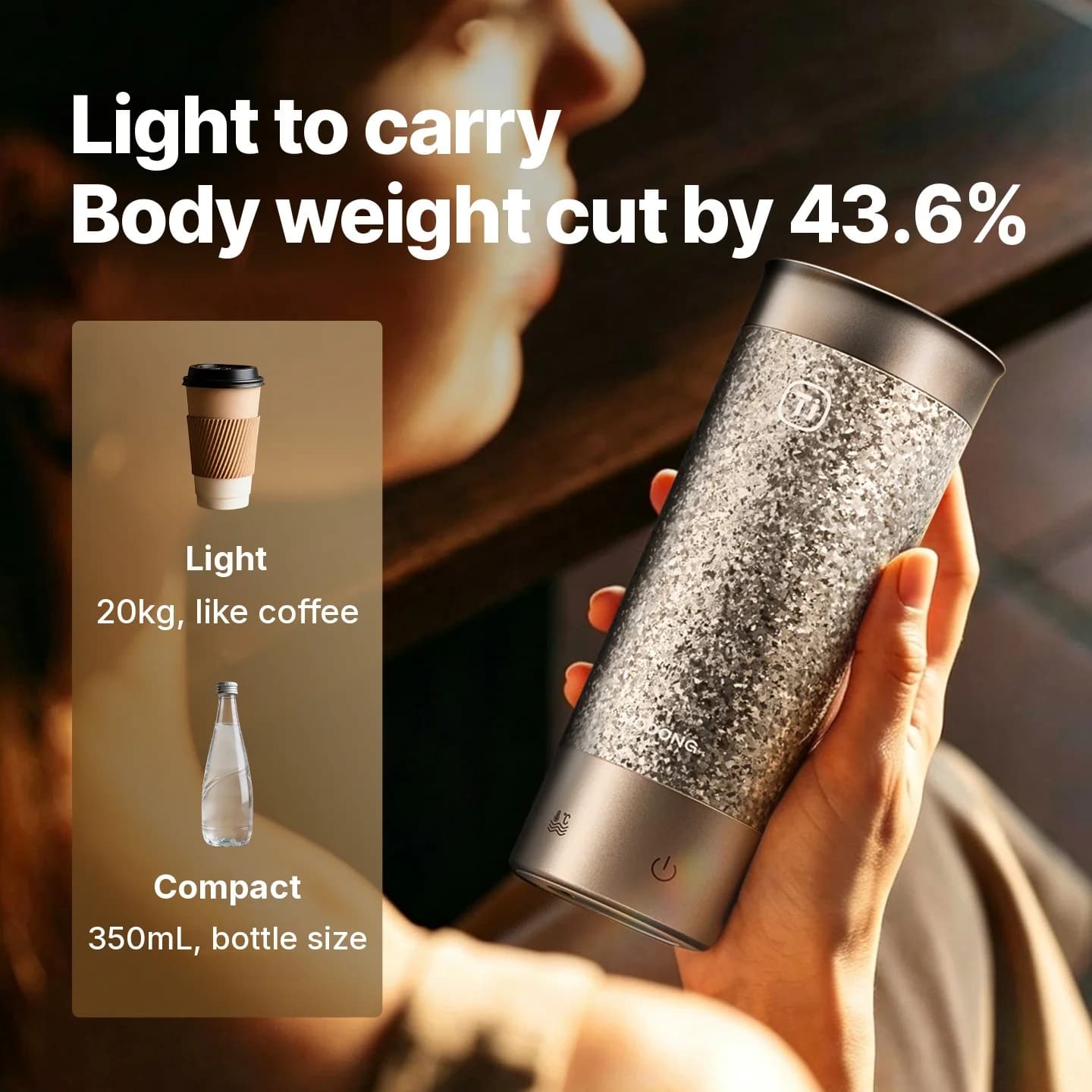 Cawan Perjalanan Dipanaskan Elektrik Titanium 350ml dengan Kawalan Suhu