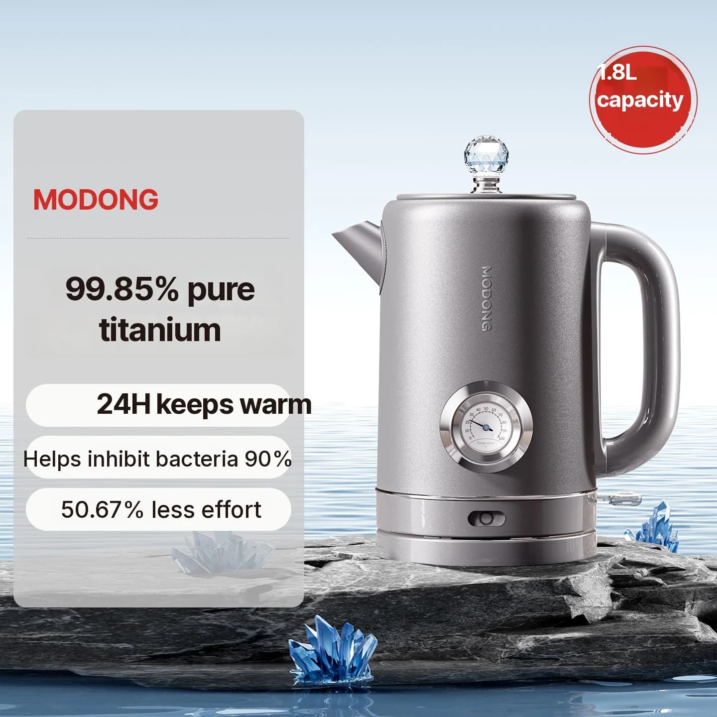 Cerek Elektrik Titanium Tulen Dengan Paparan Suhu 1.8L