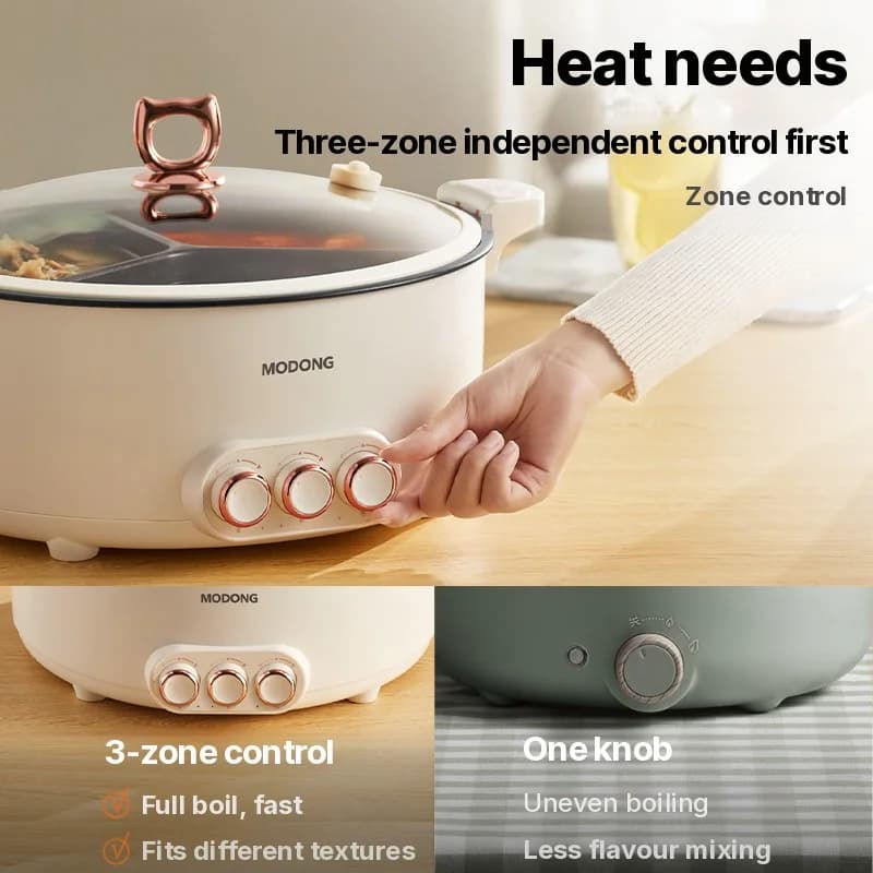 Panci Panas Elektrik Pemisah 6L-8L, 220V, 5-6 Orang