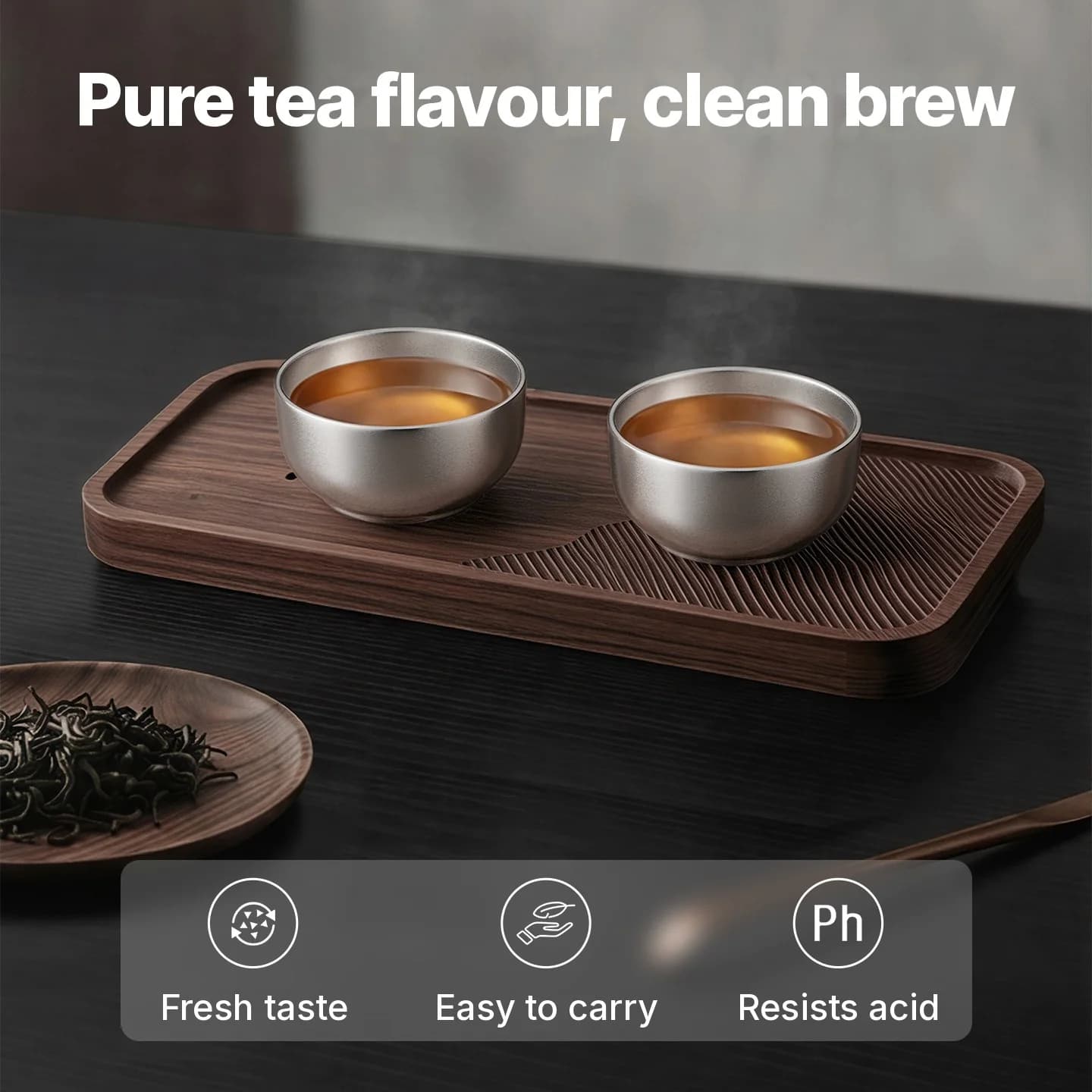 Set Cawan Gongfu Titanium Tulen 55ml Kemasan Plain Buatan Tangan