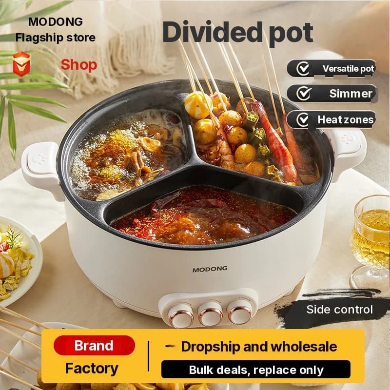 Panci Panas Elektrik Pemisah 6L-8L, 220V, 5-6 Orang