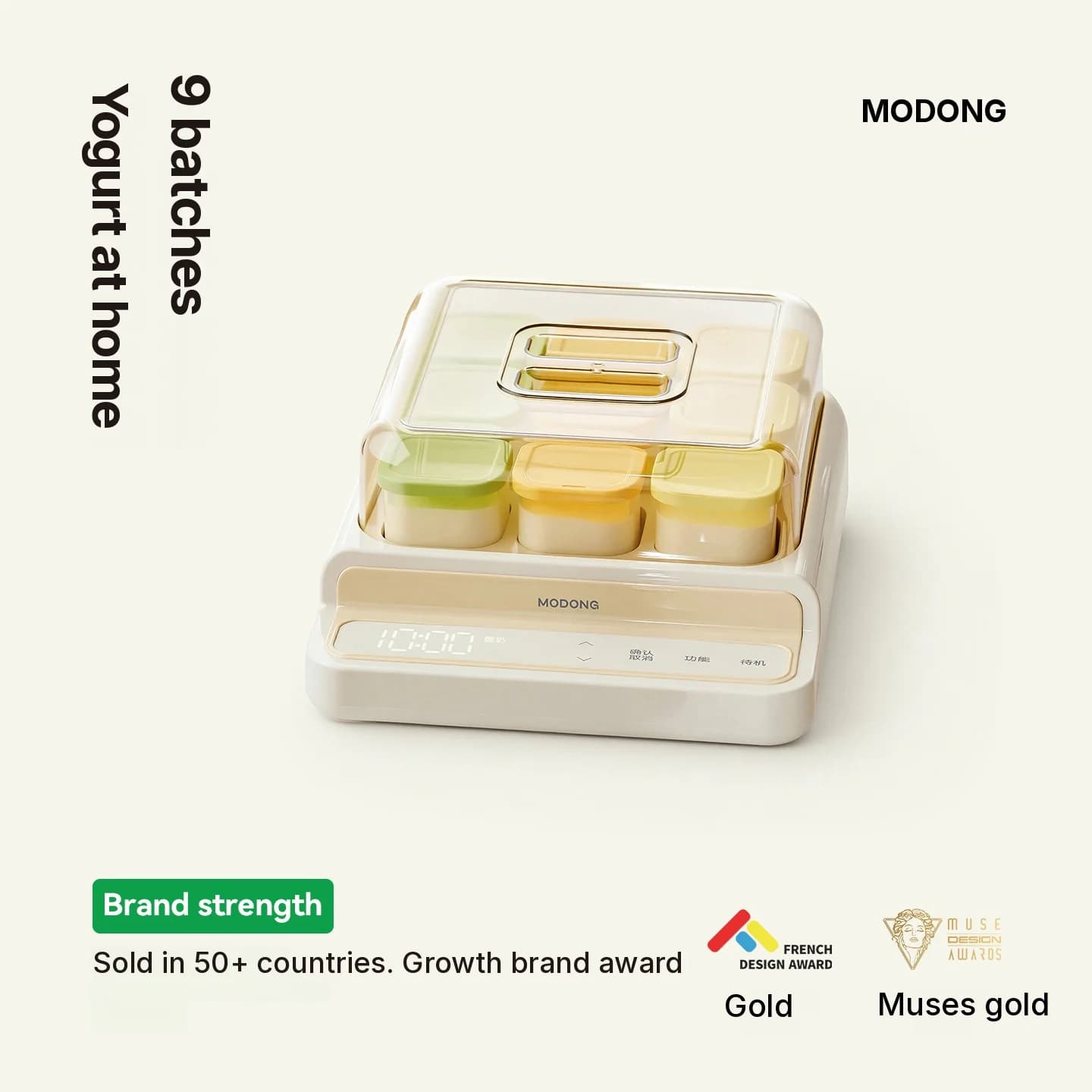 Pembuat Yogurt 9 Cawan Dengan Bekas Dalam Kaca Dan Pemasa