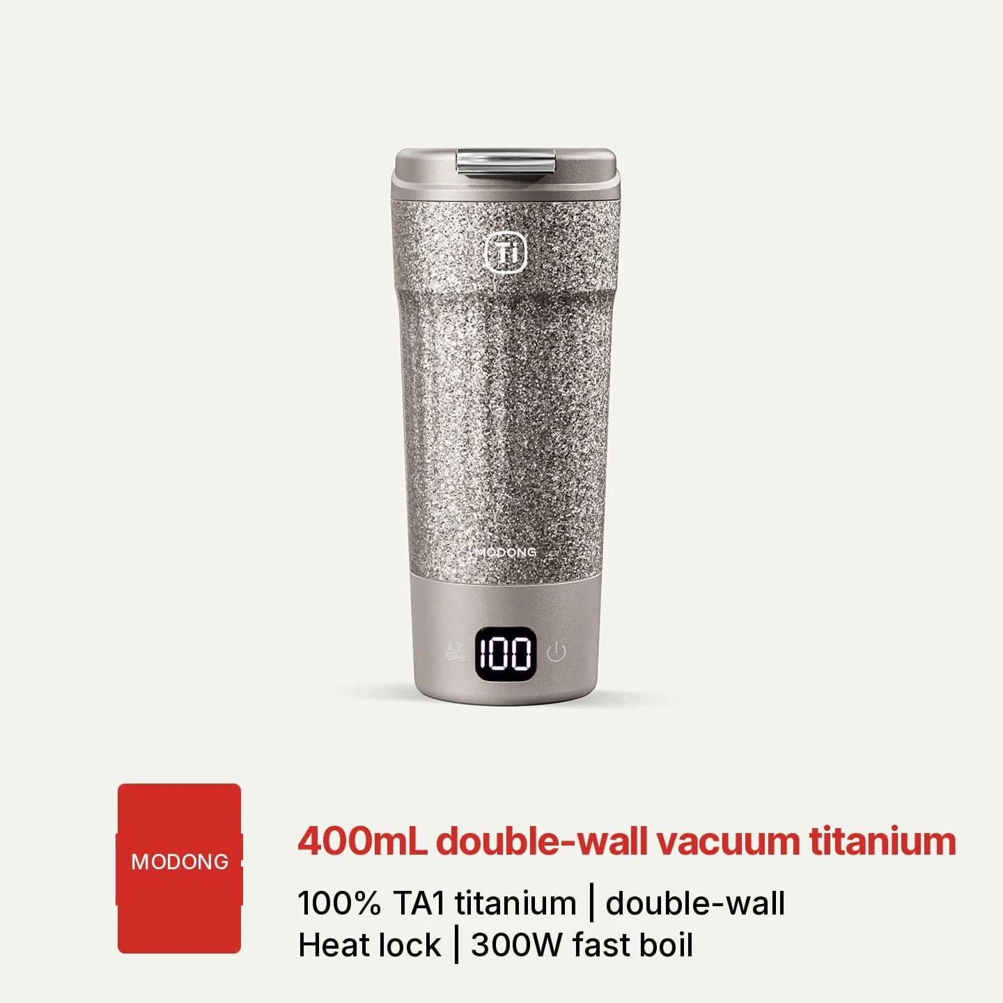 Cawan Perjalanan Elektrik Titanium 400ml dengan Paparan Suhu