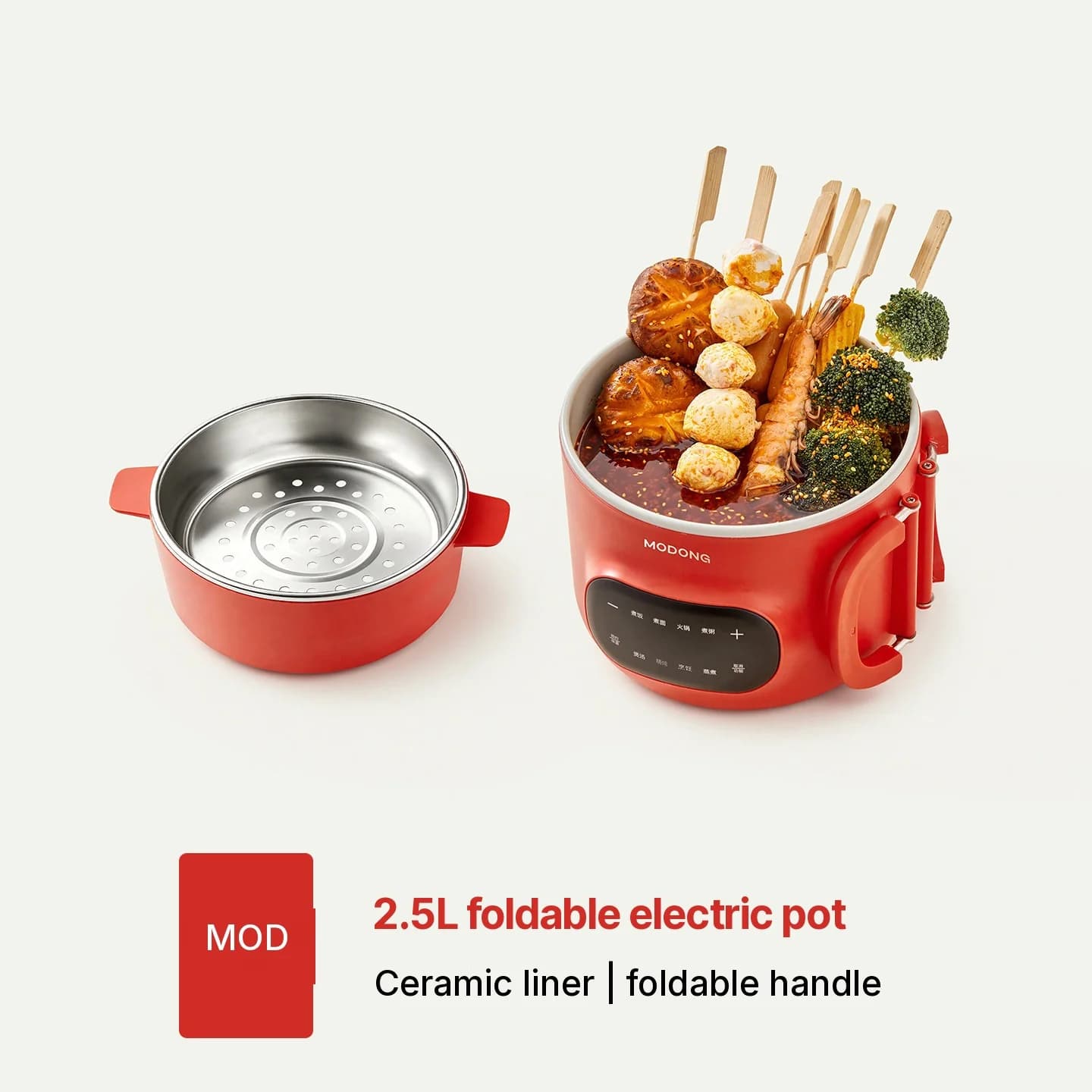 Periuk Memasak Elektrik 2.5L dengan Pengukus dan Lapik Seramik