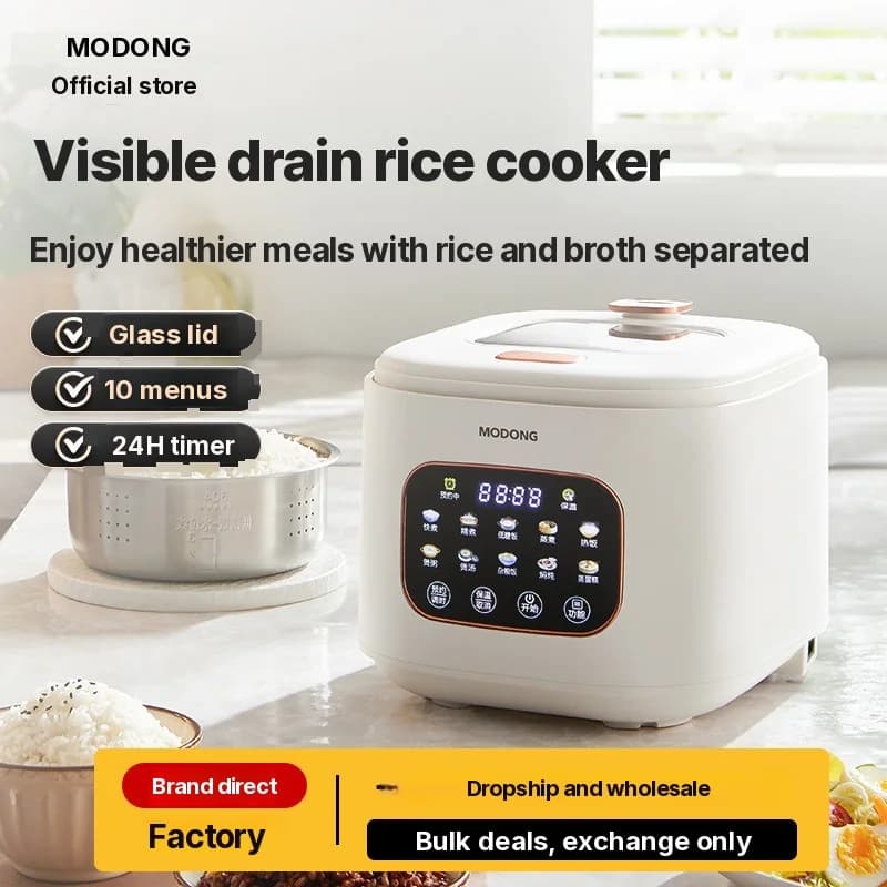 Periuk Nasi Elektrik 3L Dengan Tingkap Kaca dan Pemasa
