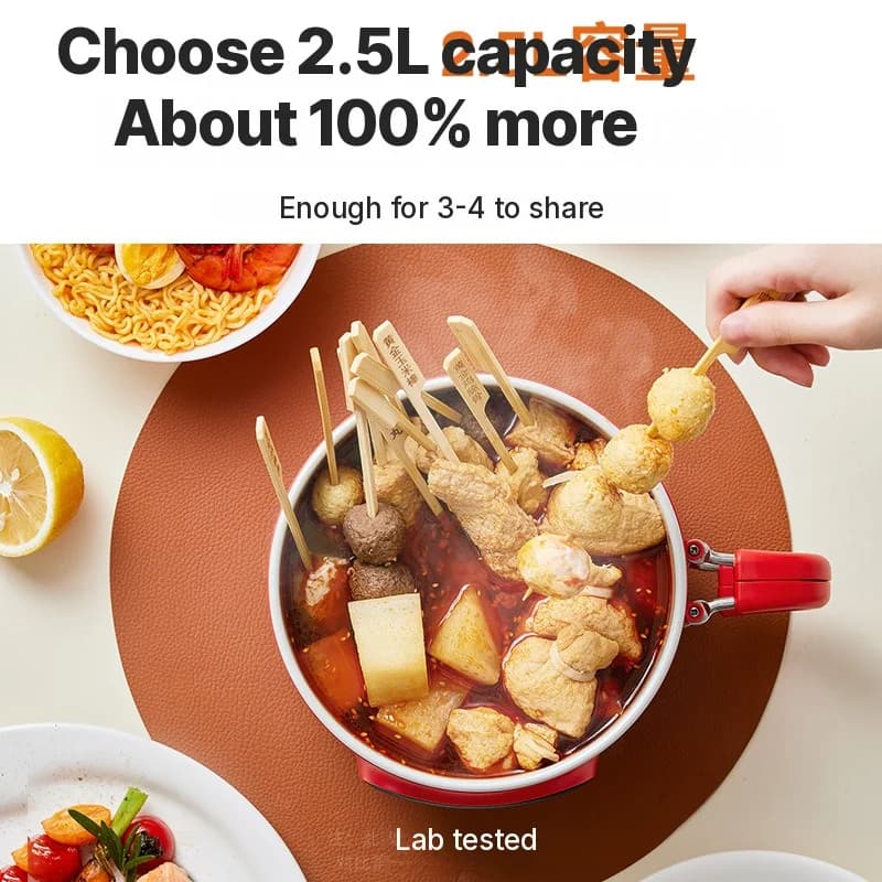 Periuk Memasak Elektrik 2.5L dengan Pengukus dan Lapisan Seramik