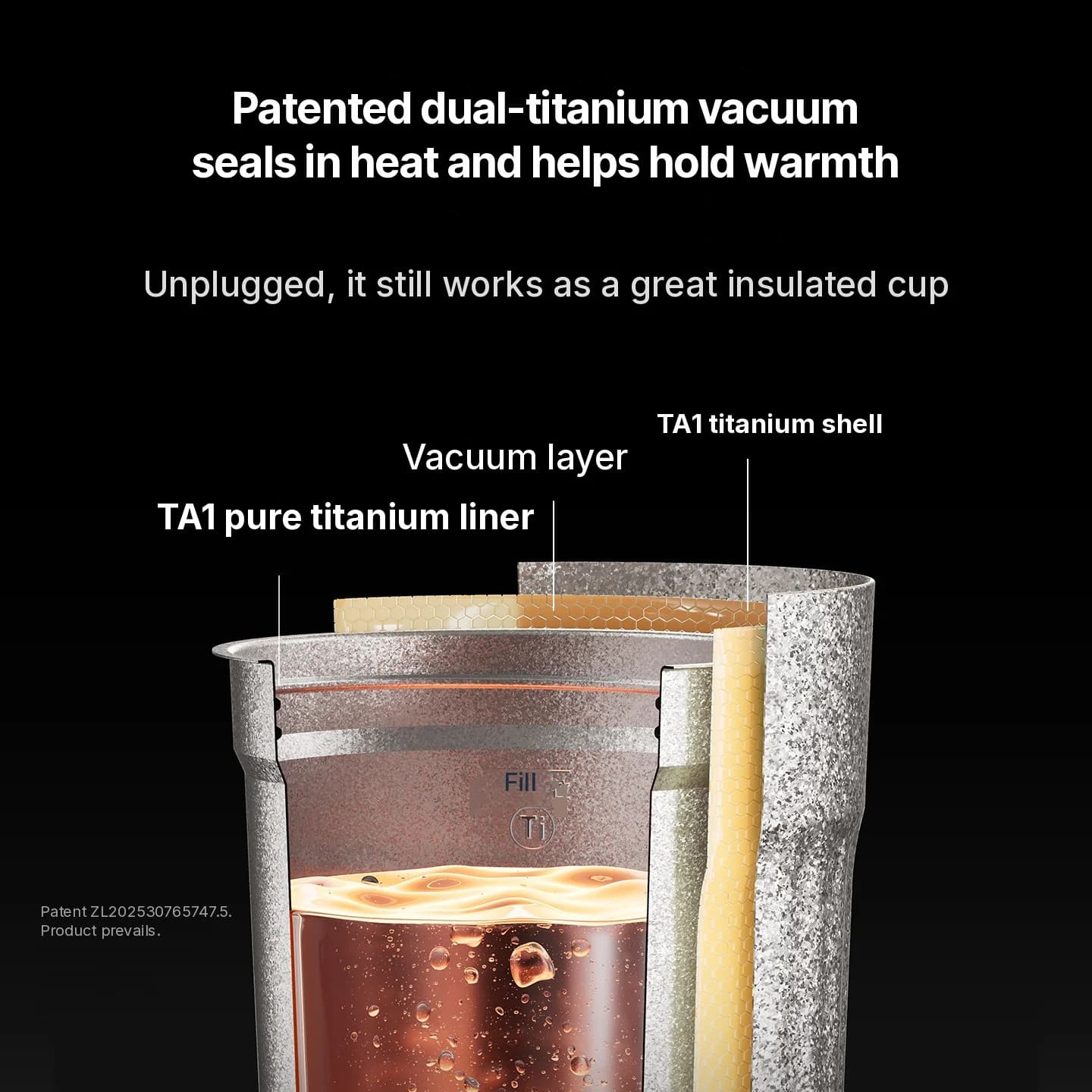 Cawan Pemanas Elektrik Titanium Mudah Alih 400ml Paparan Suhu