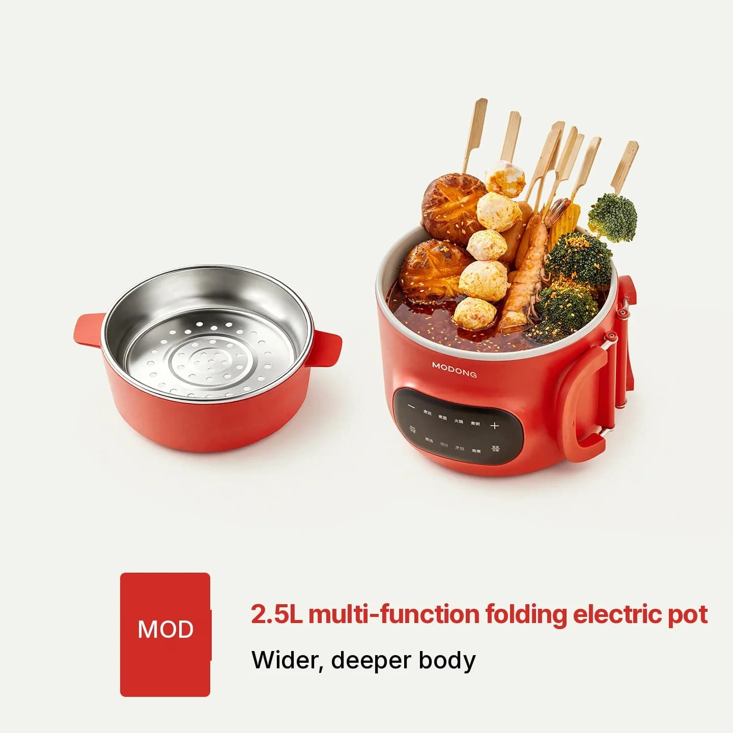 Periuk Memasak Elektrik 2.5L dengan Pengukus dan Lapisan Seramik