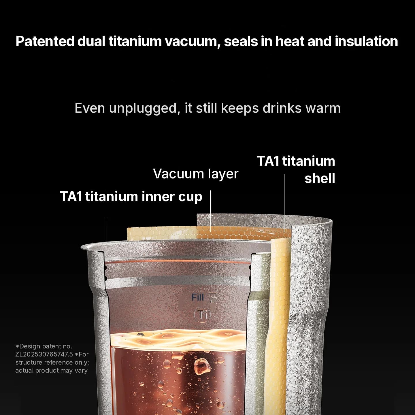 Cawan Perjalanan Elektrik Titanium 400ml dengan Paparan Suhu