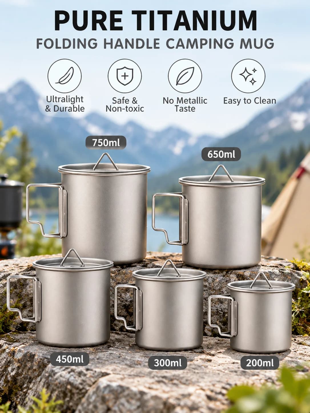 Mug Camping Lipat Titanium Tulen