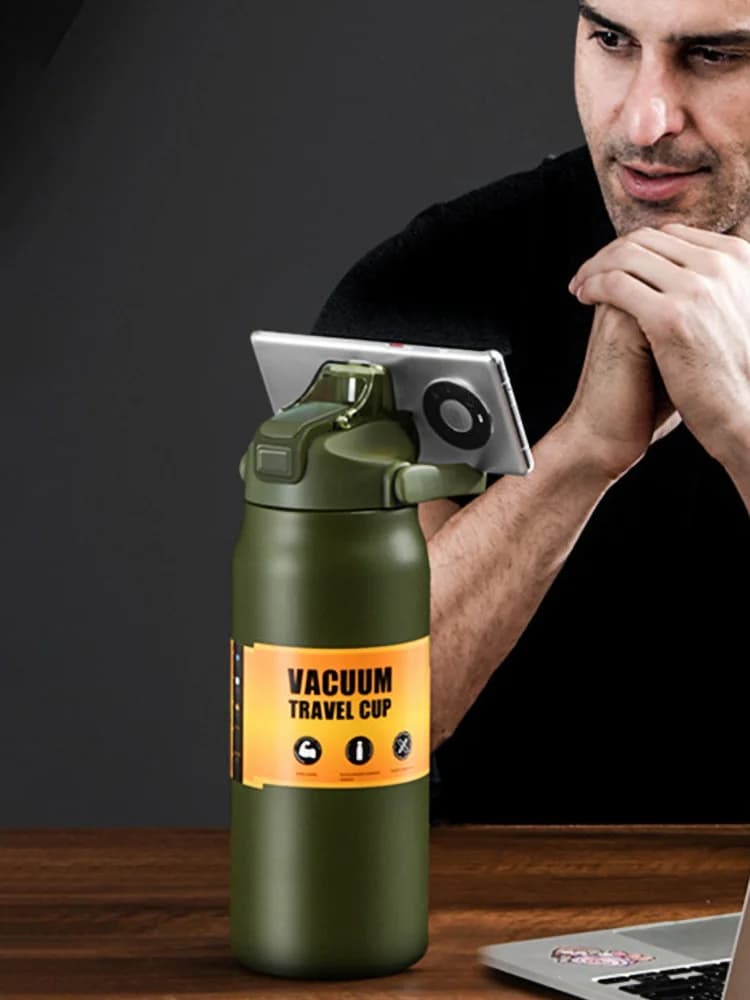 Tumbler Termos Luar Ruang dengan Straw 0.8-1.5L