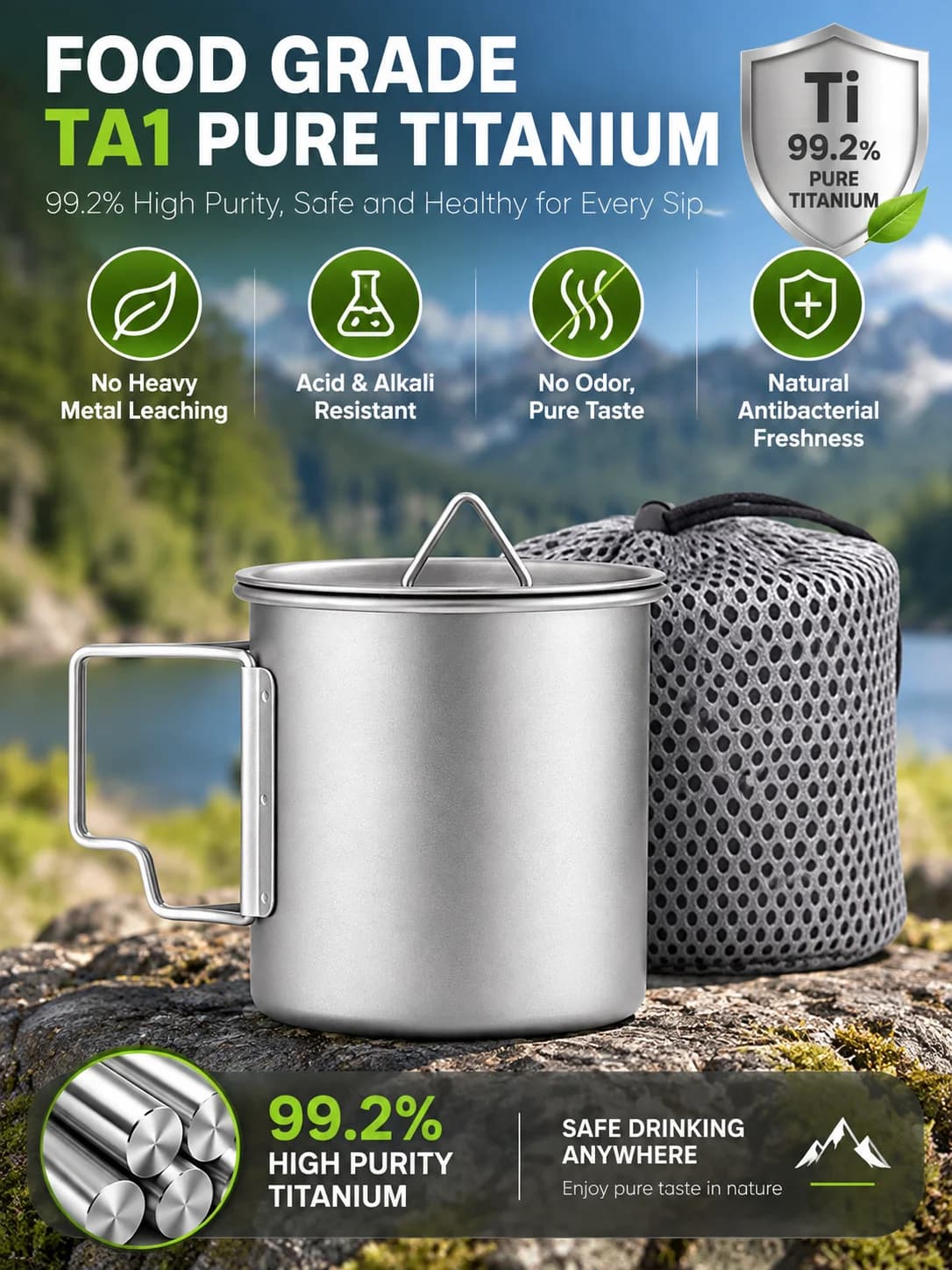 Mug Camping Lipat Titanium Tulen