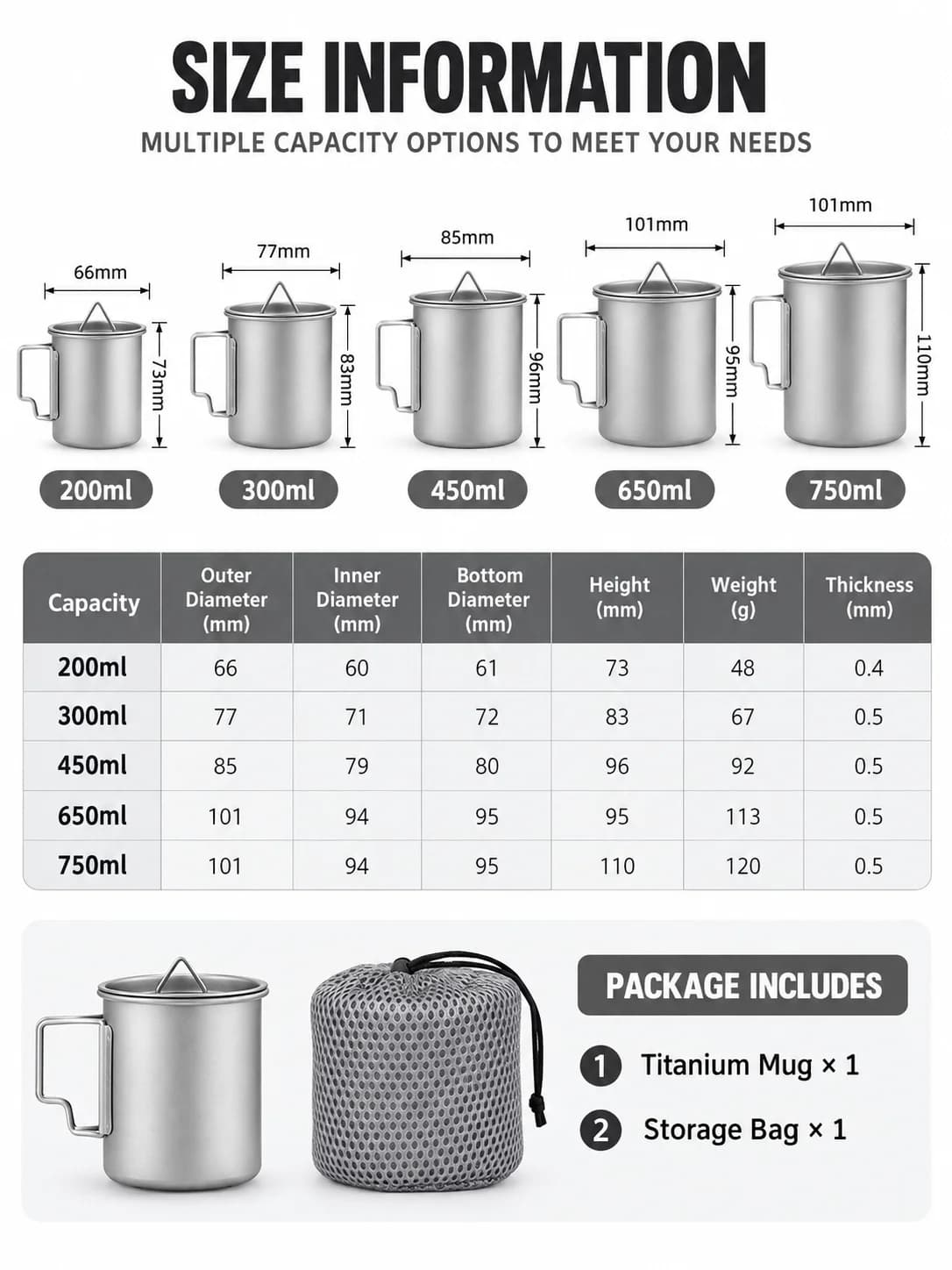 Mug Camping Lipat Titanium Tulen