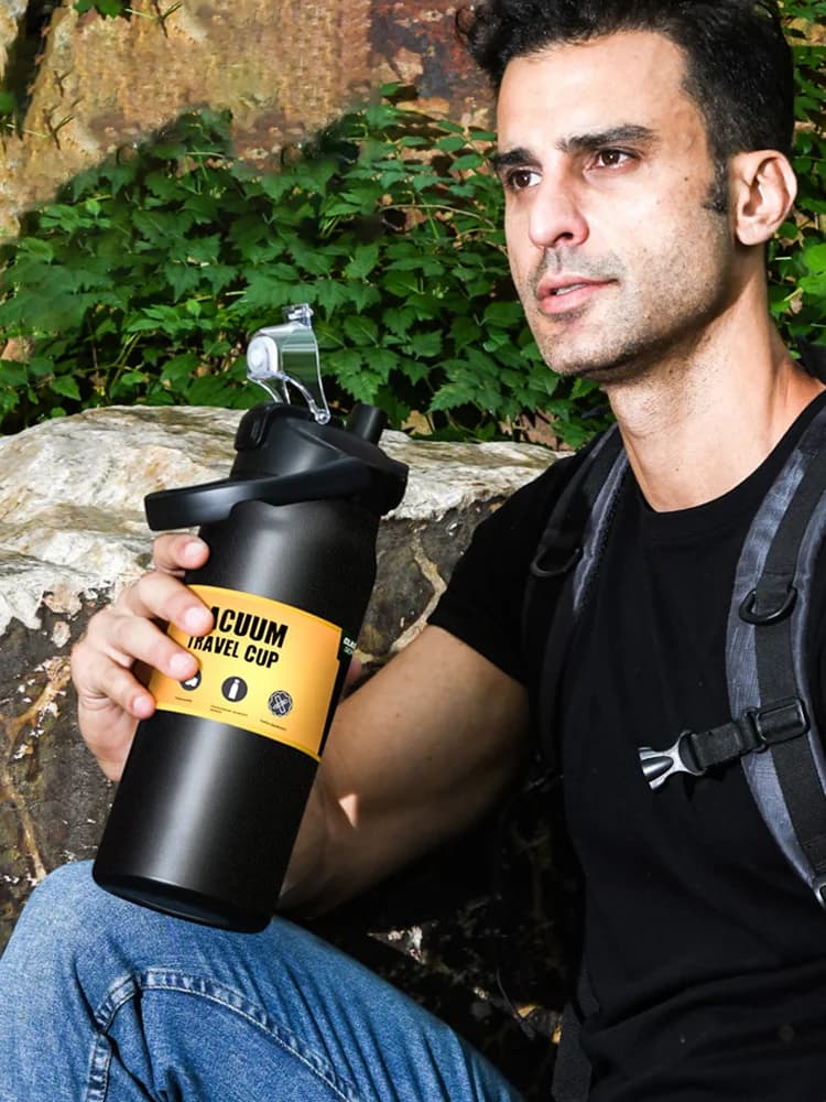Tumbler Termos Luar Ruang dengan Straw 0.8-1.5L
